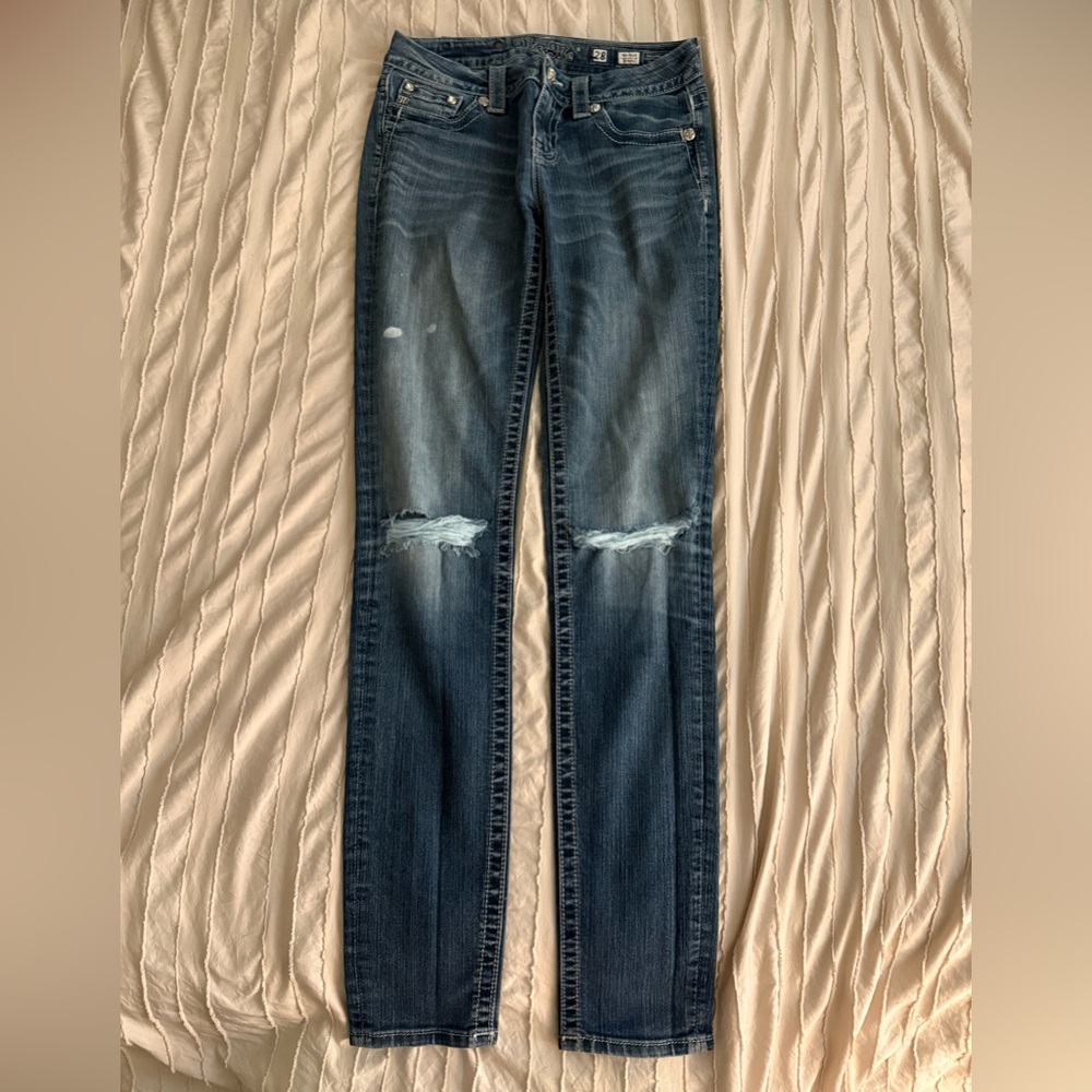Miss Me Dark Blue Distressed Skinny Jeans